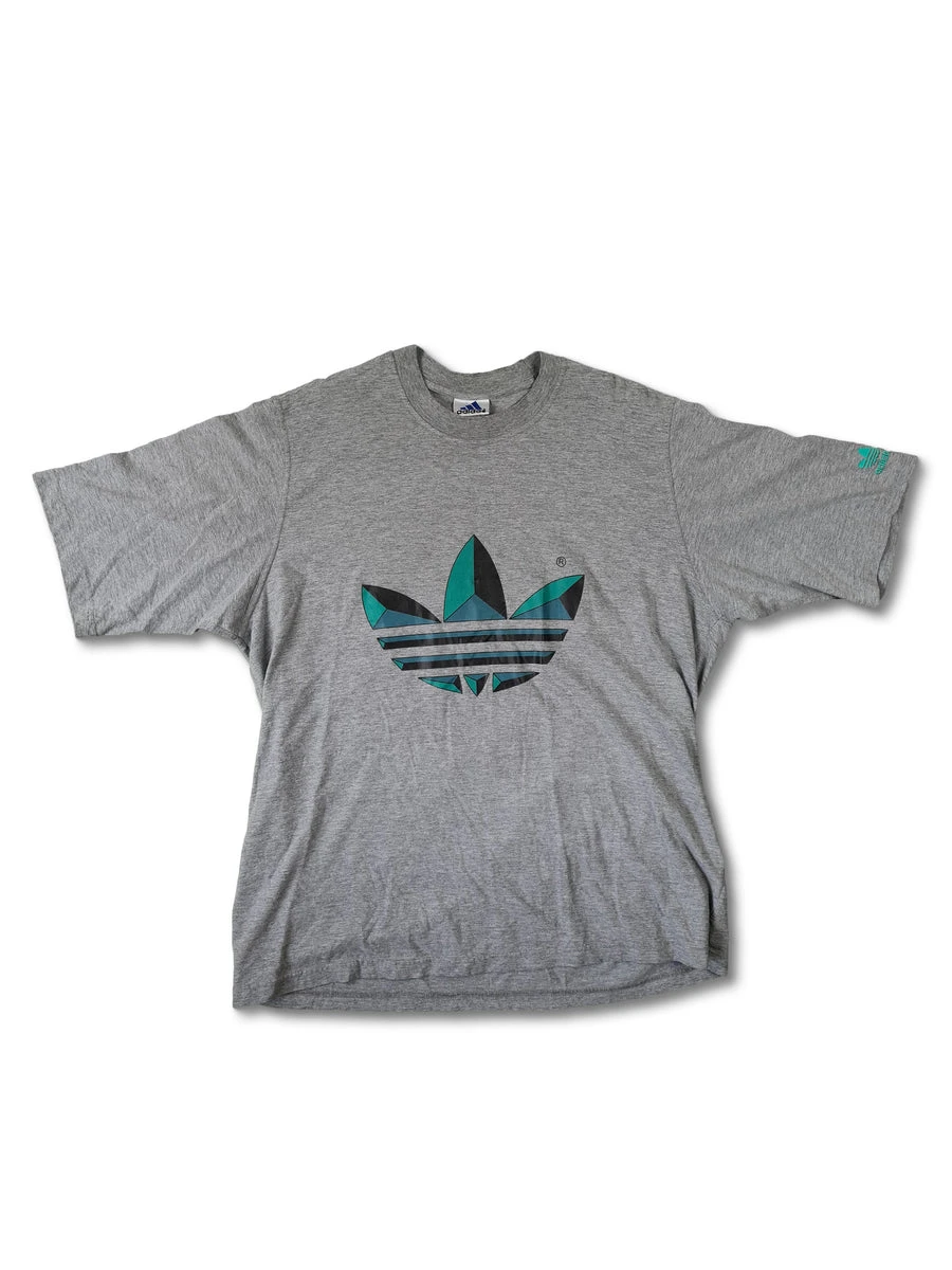 Vintage Adidas Shirt Trefoil Bedruckt Grau XL 3 Vintage Adidas Shirt Trefoil Bedruckt Grau XL