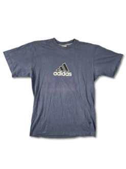 Vintage Adidas Shirt Big Logo Bedruckt Blau M-L