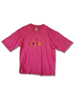 Vintage Boss Shirt Bootleg Bestickt Spellout Rosa M