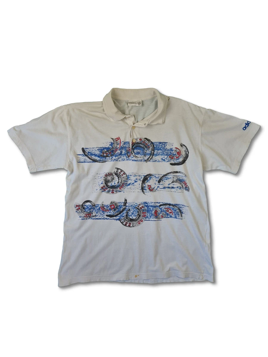 Vintage Adidas Poloshirt Marine Pattern M-L 3 Vintage Adidas Poloshirt Marine Pattern M-L
