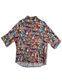 Vintage Henry Morell Hemd Kurzärmlig Abstract Pattern Bunt M