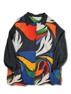 Vintage NoName Hemd Seide Abstract Pattern M-L
