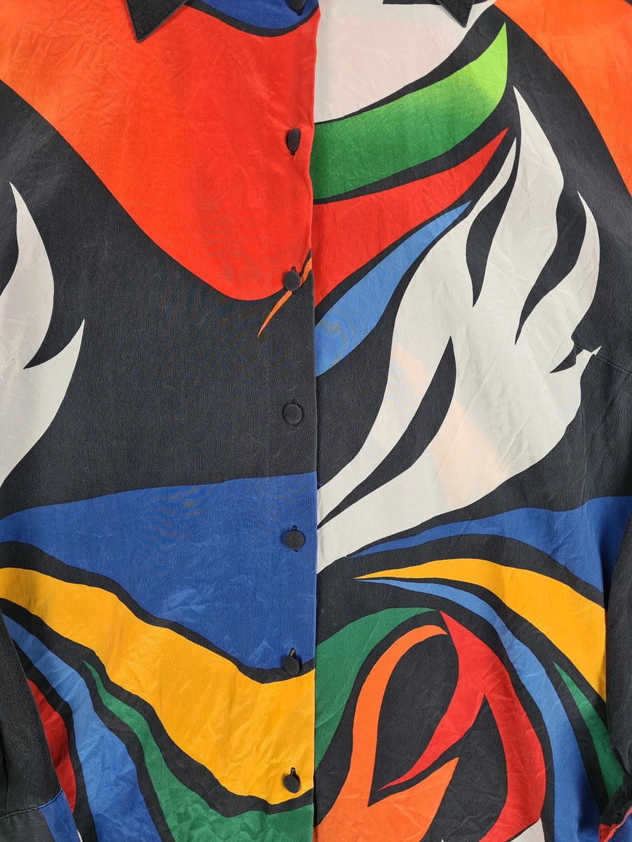 Vintage NoName Hemd Seide Abstract Pattern M-L 5 Vintage NoName Hemd Seide Abstract Pattern M-L – Bild 3
