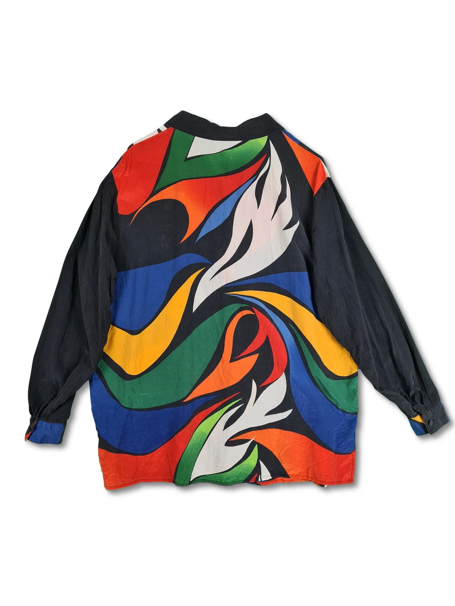 Vintage NoName Hemd Seide Abstract Pattern M-L 4 Vintage NoName Hemd Seide Abstract Pattern M-L – Bild 2