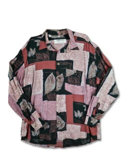 Vintage Seidensticker Hemd Young Life Abstract Pattern L-XL