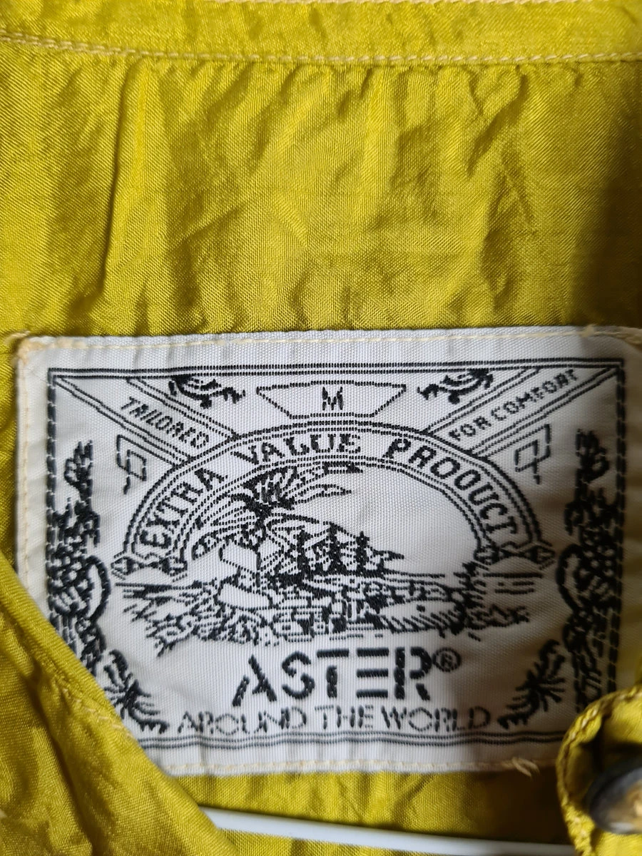 Vintage Aster Hemd Kurzarm Seide Gelb M-L 5 Vintage Aster Hemd Kurzarm Seide Gelb M-L – Bild 3