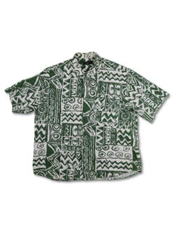 Vintage Paolo Borghesi Hemd Kurzarm Grün Weiß L-XL