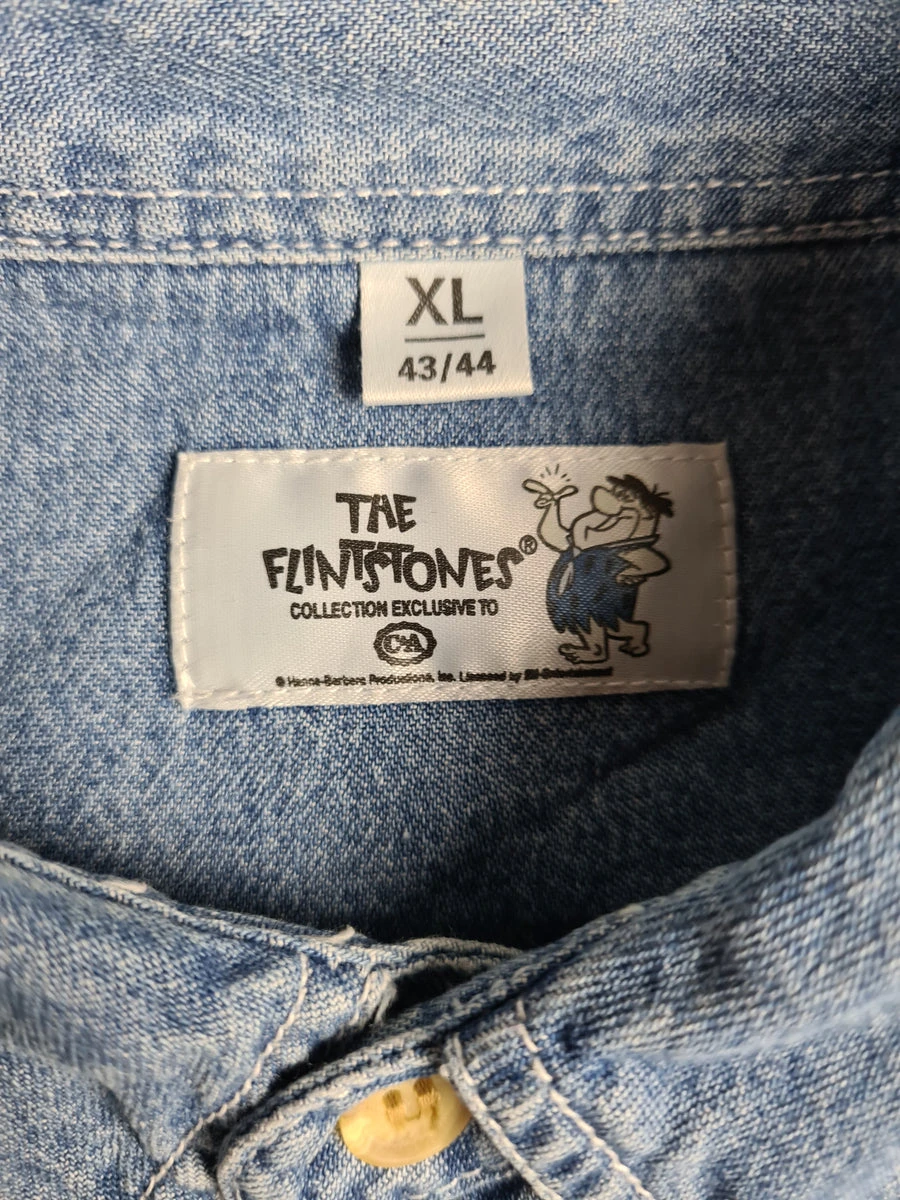 Vintage The Flintstones Kurzarmhemd Jeans XL 5 Vintage The Flintstones Kurzarmhemd Jeans XL – Bild 3