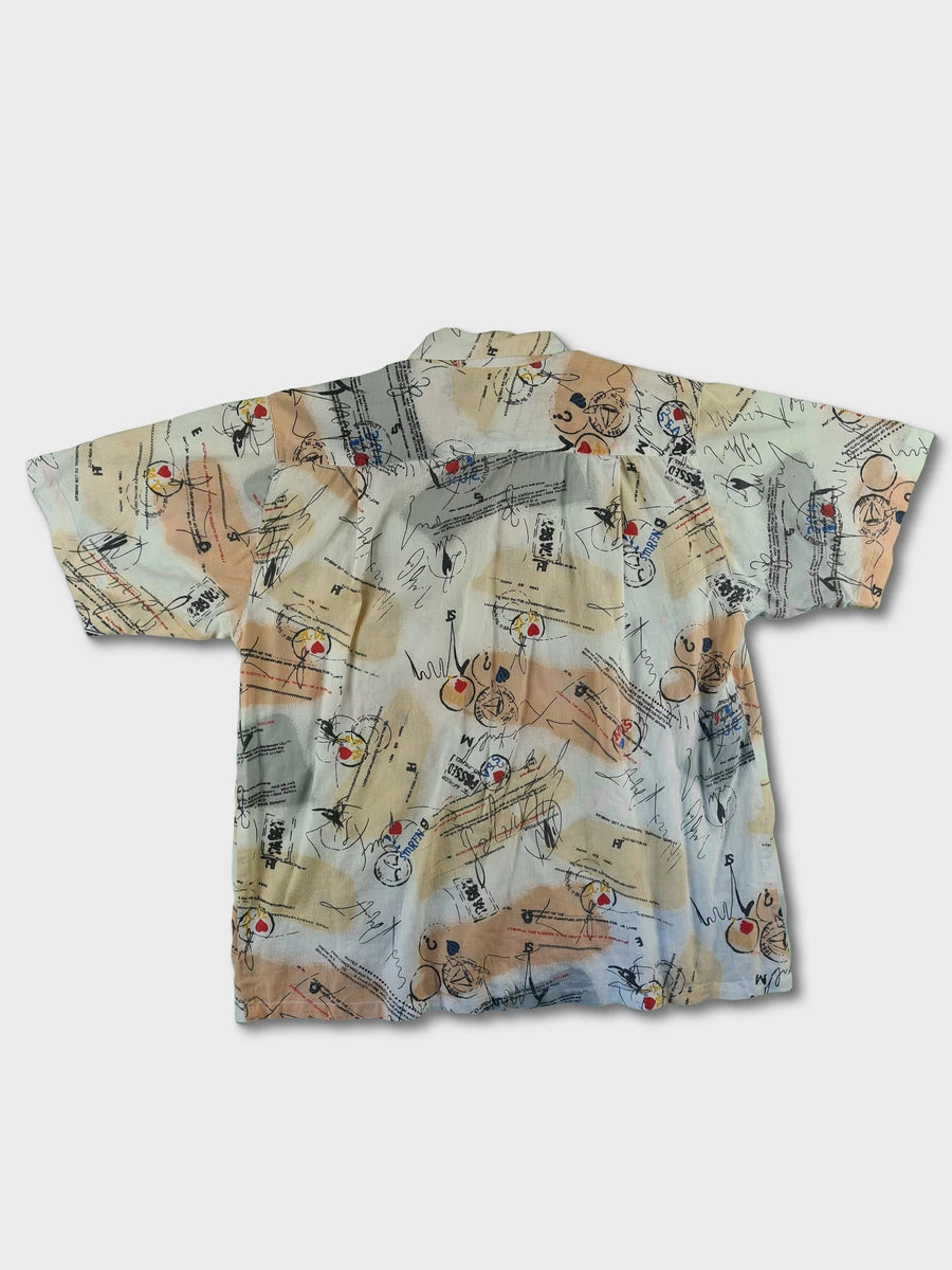 Vintage Noname Kurzarmhemd Notizen M-XL 4 Vintage Noname Kurzarmhemd Notizen M-XL – Bild 2