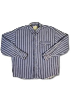 Vintage Albanes Hemd Gestreift Modisch Weit 80s Hell-/Dunkelblau XL