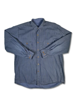 Vintage McNeal Hemd Hafenoptik Gestreift 80s Dunkelblau L-XL