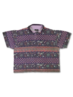 Vintage Claudio Campione Polo-Shirt Floral Nature Pattern Bunt XL