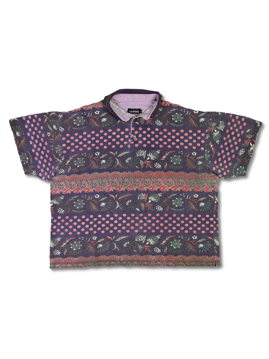 Vintage Claudio Campione Polo-Shirt Floral Nature Pattern Bunt XL 3 Vintage Claudio Campione Polo-Shirt Floral Nature Pattern Bunt XL