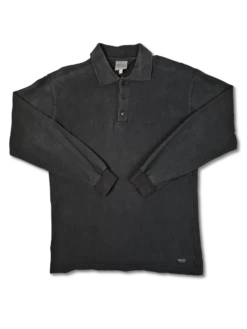 Vintage Versace Poloshirt Langarm Basic Schwarz XL