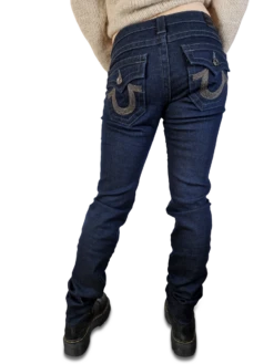 Y2K True Religion Jeans Made In USA Low Waist Skinny Dark Denim 27