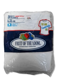 Rare! Vintage Fruit Of The Loom Shirt 1992 3erPack Deadstock Made In USA Weiß L