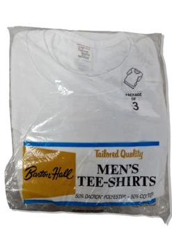 Rare! Vintage Du Pont Shirt 3erPack Barton Hall 60s-70s Deadstock Dacron Weiß (38-40) M