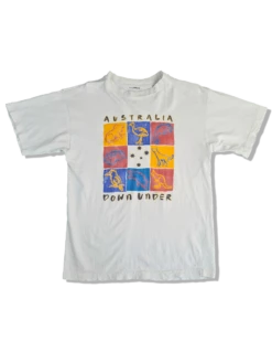 Vintage Tourist Shirt Australia Down Under Animalprint Weiß M-L