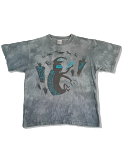 Vintage Harlequin Shirt Soul Healer Made In EU Batik Grau M