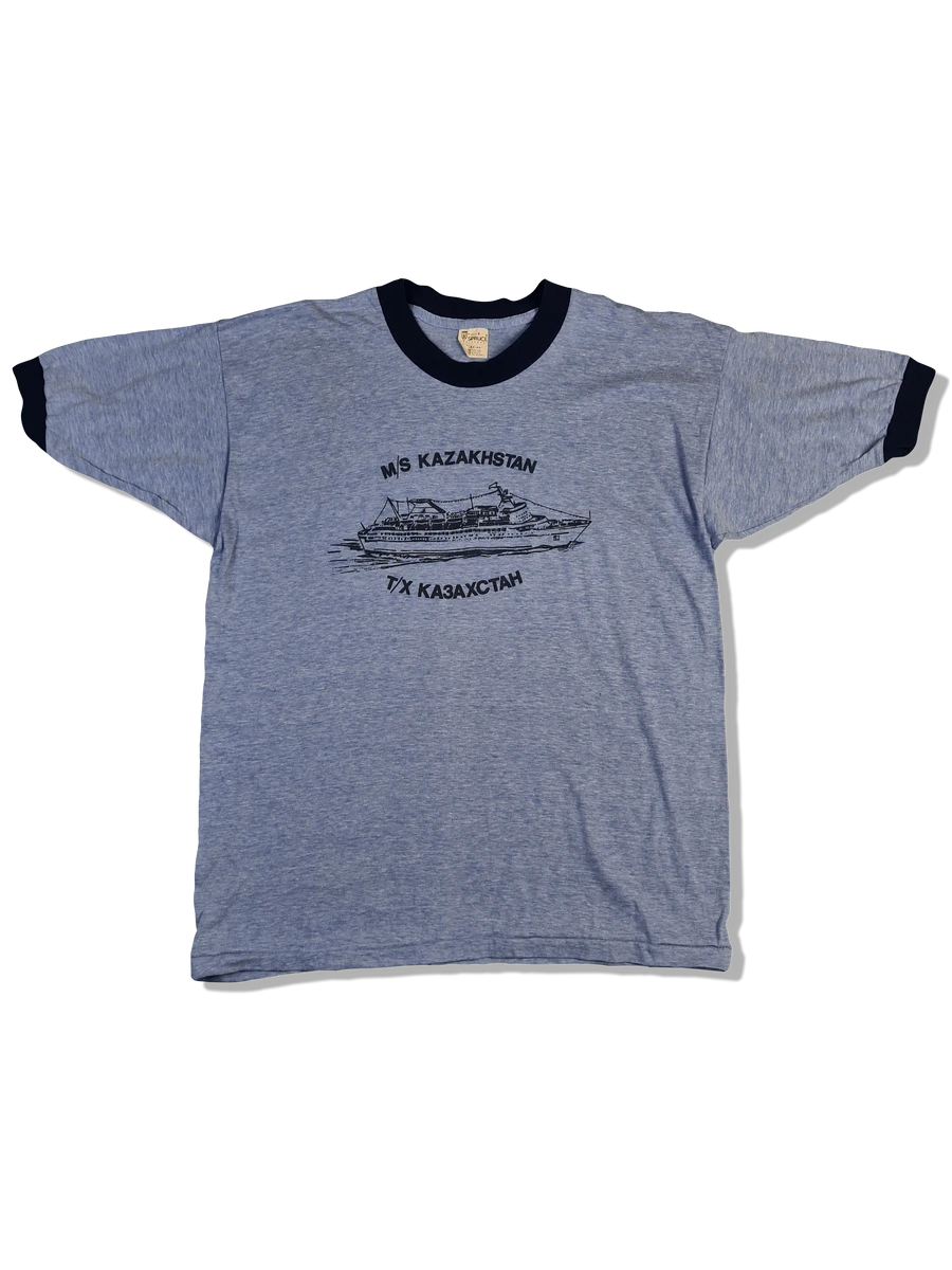 Vintage Mayo Spruce Ringer Shirt 70s M/S Kazakhstan Single Stitched Made In USA Blau M-L 3 Vintage Mayo Spruce Ringer Shirt 70s M/S Kazakhstan Single Stitched Made In USA Blau M-L