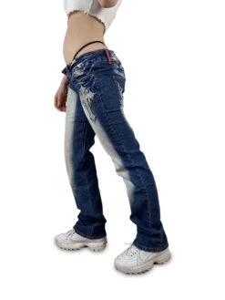 Y2K Crazy Age Jeans Low Waist Tribal Blau S-M 6 Y2K Crazy Age Jeans Low Waist Tribal Blau S-M -Klassisch Geschaft IMG 5037 1200x1200